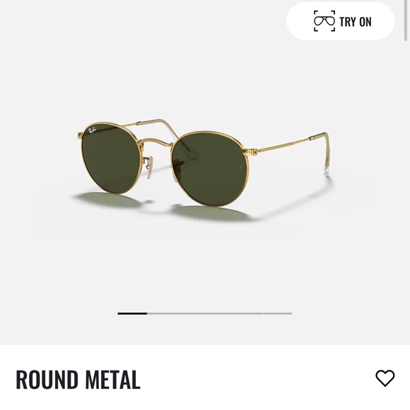 Ray Band Round Metal Sunglasses - polished gold with green lenses (large size) - Picture 1 of 4